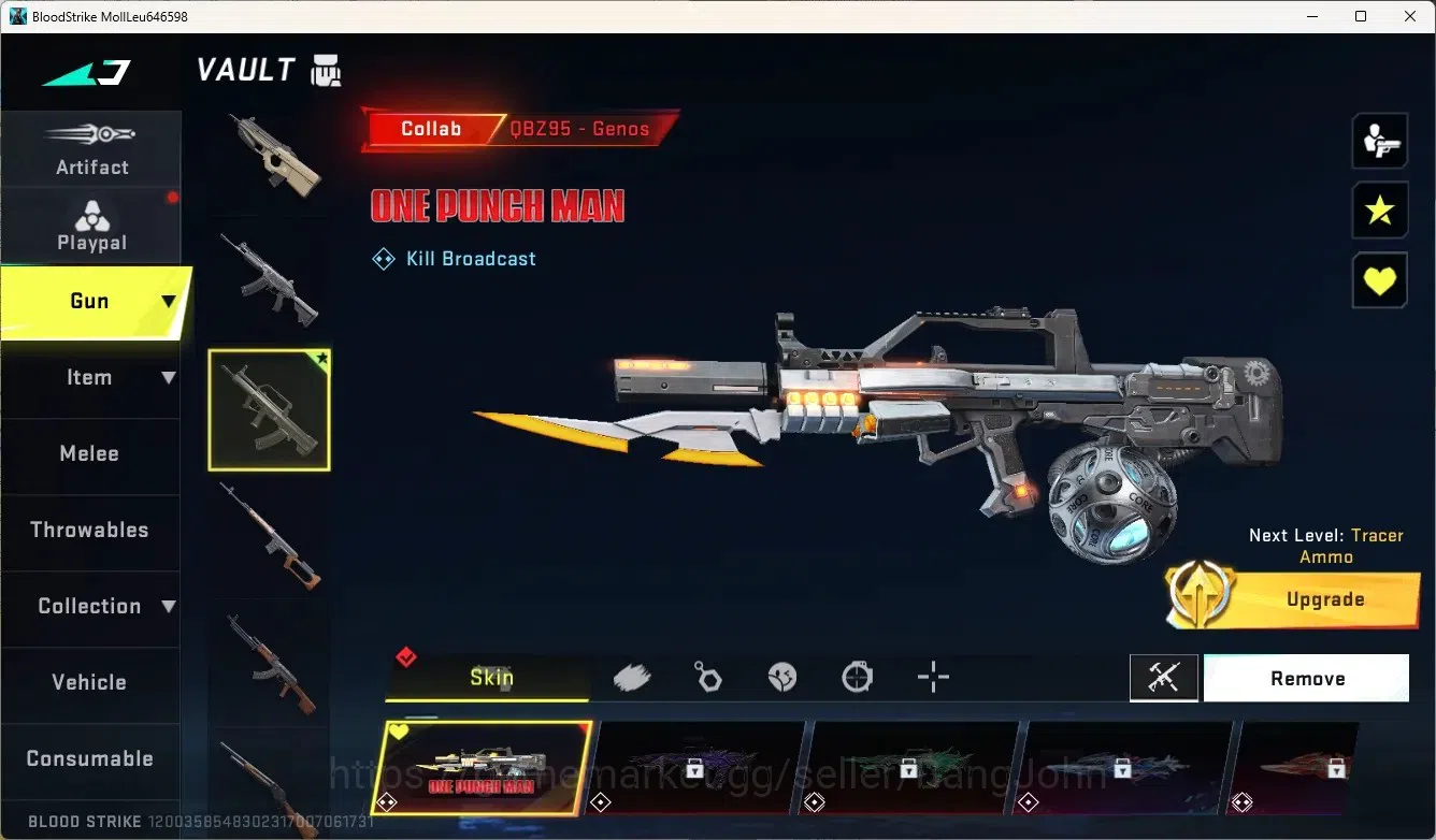 Blood Strike Accounts Collab Skin ASIA | 1 OPM GUN: OBZ95-Genos|1 Collab OPM Sedan|1 Epic Name Changing Card|Check SS BS1930B 2