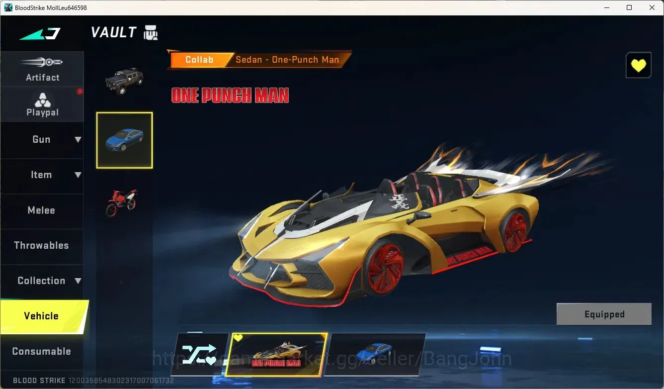 Blood Strike Accounts Collab Skin ASIA | 1 OPM GUN: OBZ95-Genos|1 Collab OPM Sedan|1 Epic Name Changing Card|Check SS BS1930B 5