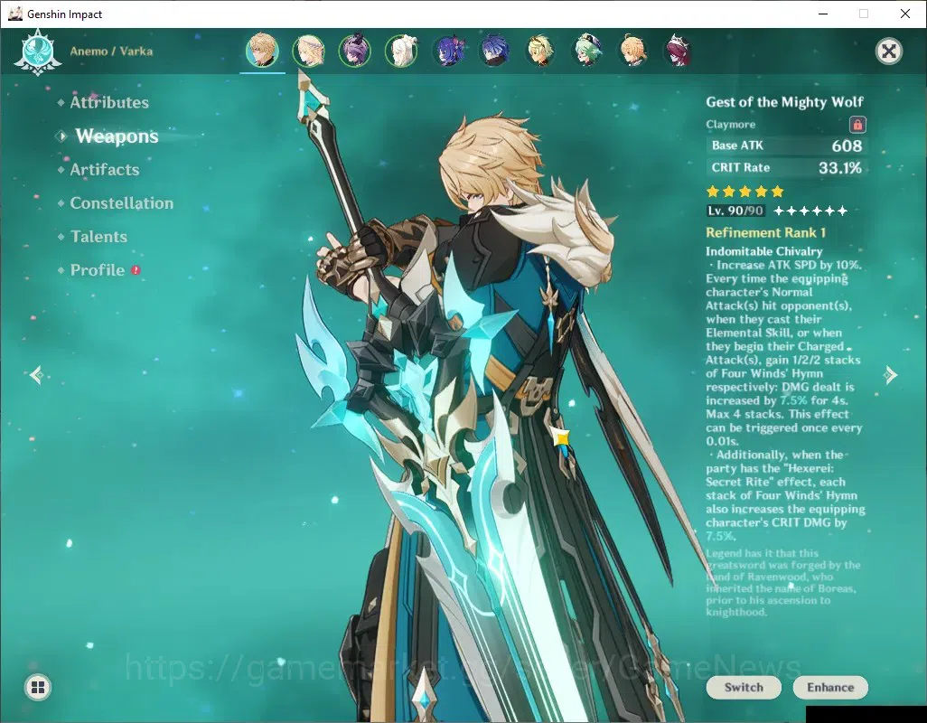 Genshin Impact Accounts ASIA|AR 55|4 Limited + 4 (*5 Weapon)|Varka+Signatu image 4