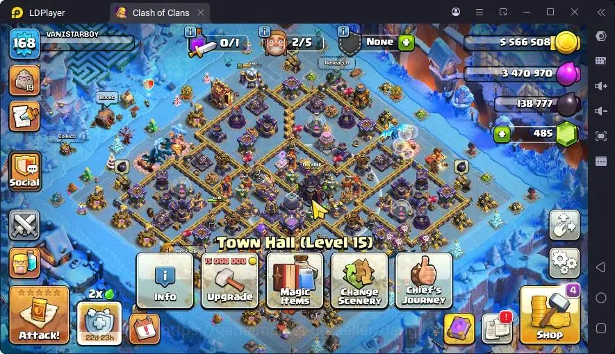 Clash of Clans Accounts High-End TH15-BH8|Lv.168|BK62,AQ75,MP51,GW53,RC32,DD10|BM20,BC16|5 Legendary & 7 Gold Skins|Proteck 1