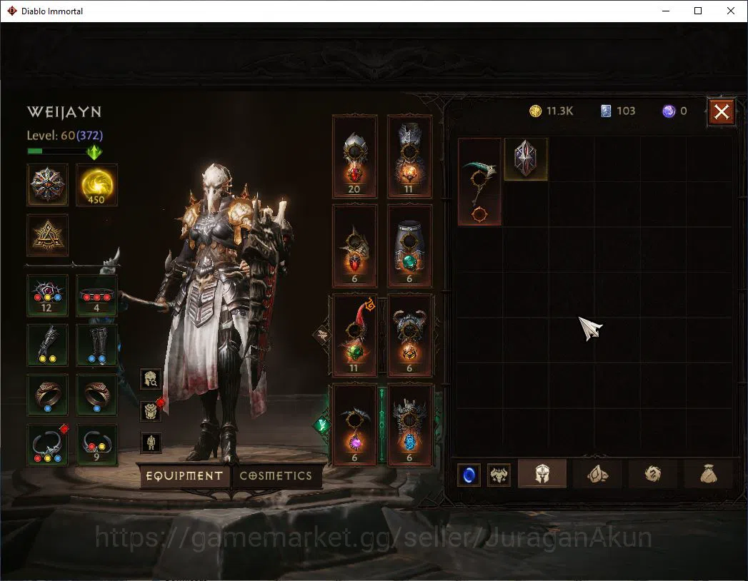 Diablo Immortal Accounts Mid-Tier SEA-Vasily |Lv60(372) Necromancer|32K CR|Reso 450|Inferno I |Paragon Meledictor|Hell Lv 6