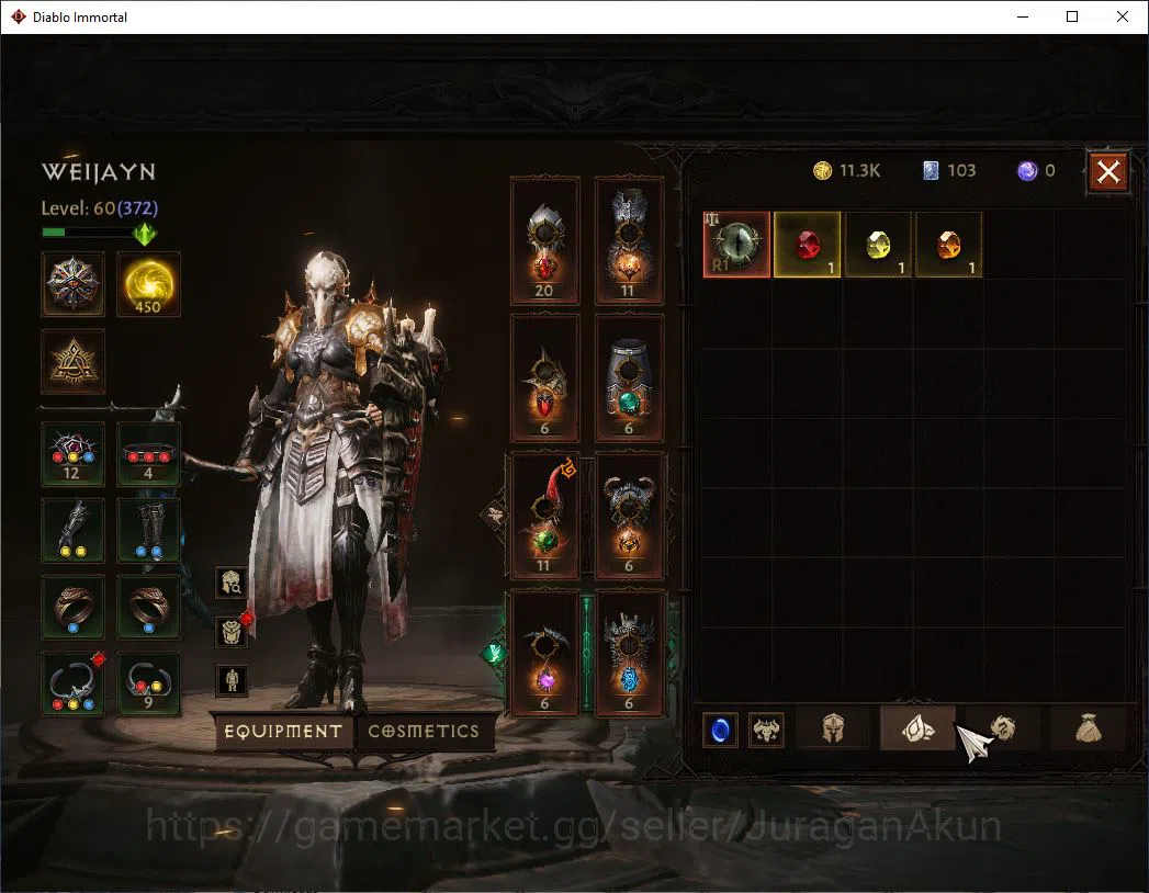 Diablo Immortal Accounts Mid-Tier SEA-Vasily |Lv60(372) Necromancer|32K CR|Reso 450|Inferno I |Paragon Meledictor|Hell Lv 7