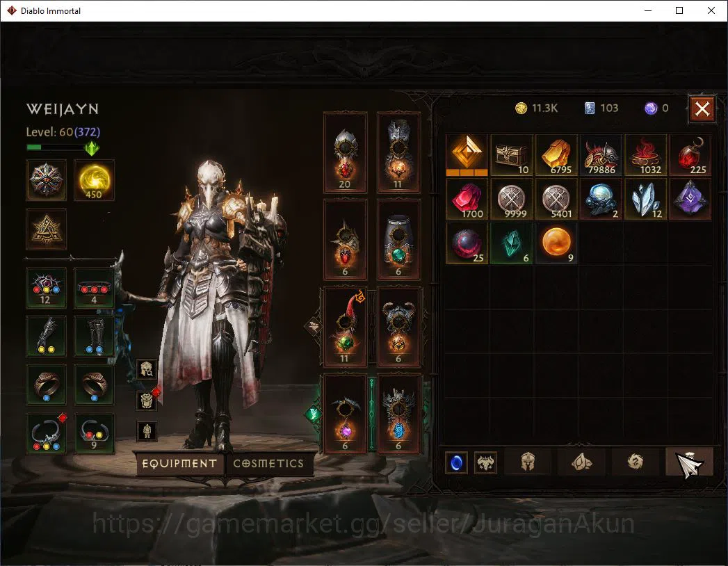 Diablo Immortal Accounts Mid-Tier SEA-Vasily |Lv60(372) Necromancer|32K CR|Reso 450|Inferno I |Paragon Meledictor|Hell Lv 8