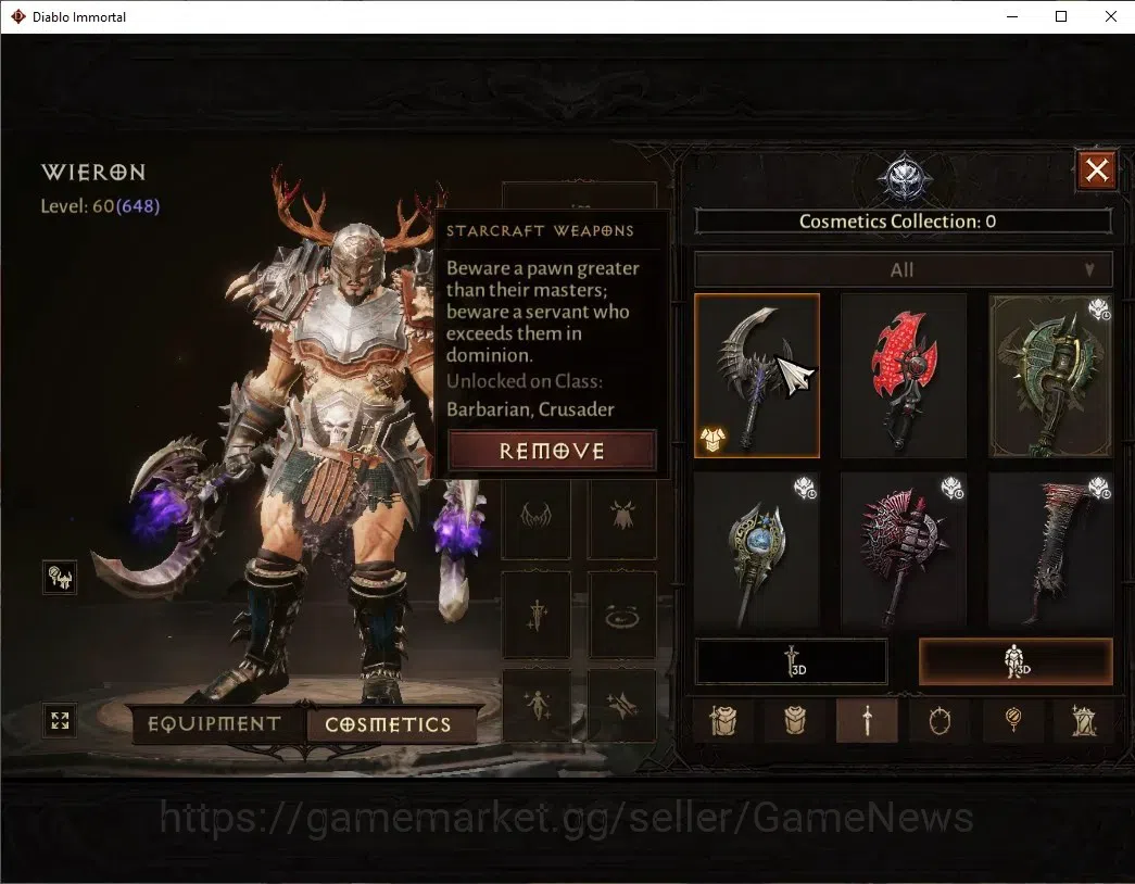 Diablo Immortal Accounts High-End Eu - Secheron |CS ON|Lv60(648)|Barbarian|39K CR|Reso 420|Paragon Maledictor|Inferno IV|2 9