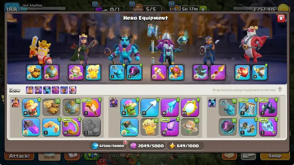 Clash of Clans Accounts Global |TH 18-BH 8|LVL 188| AQ 58 ,MP 40 ,GW 47 ,R image 12