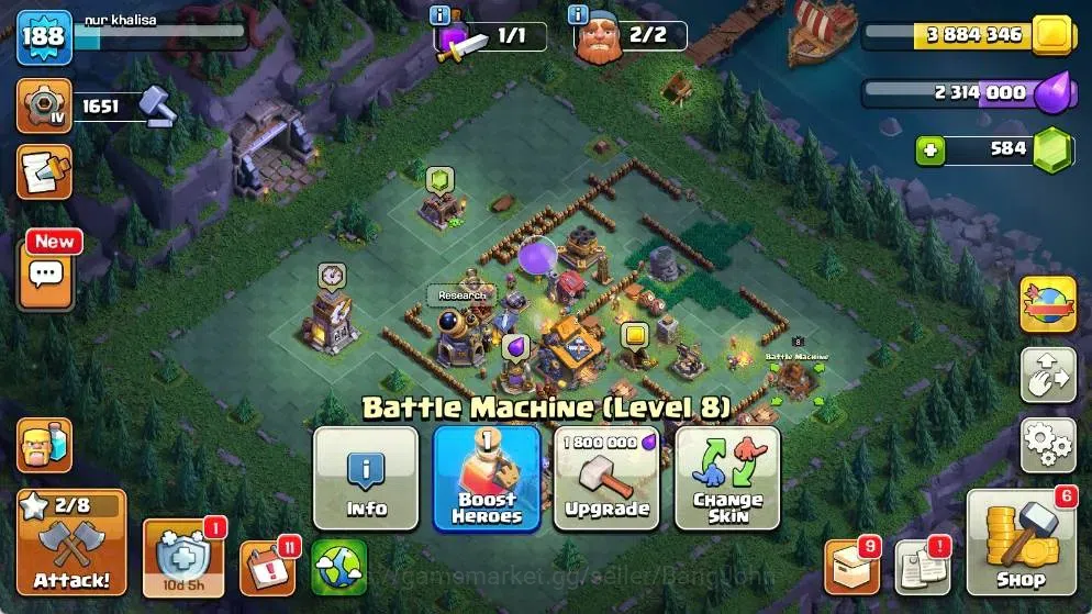 Clash of Clans Accounts Global |TH 18-BH 8|LVL 188| AQ 58 ,MP 40 ,GW 47 ,R image 20