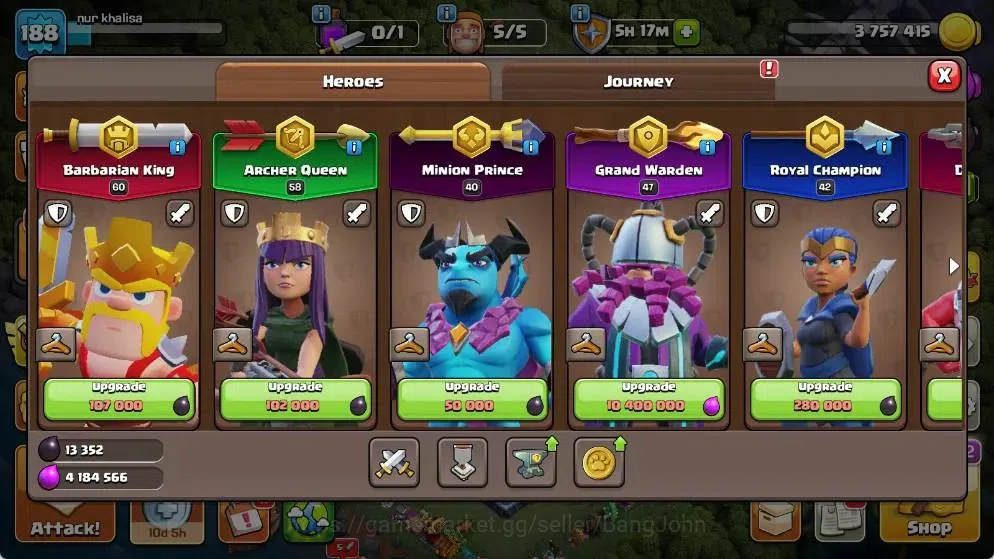 Clash of Clans Accounts Global |TH 18-BH 8|LVL 188| AQ 58 ,MP 40 ,GW 47 ,R image 6