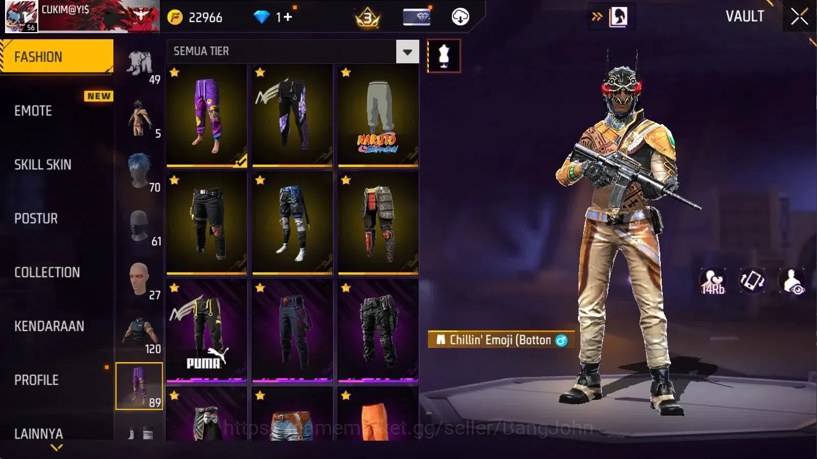 Free Fire Accounts Indonesia | M1887 Emerald Power | Vault 494 | Bund image 13