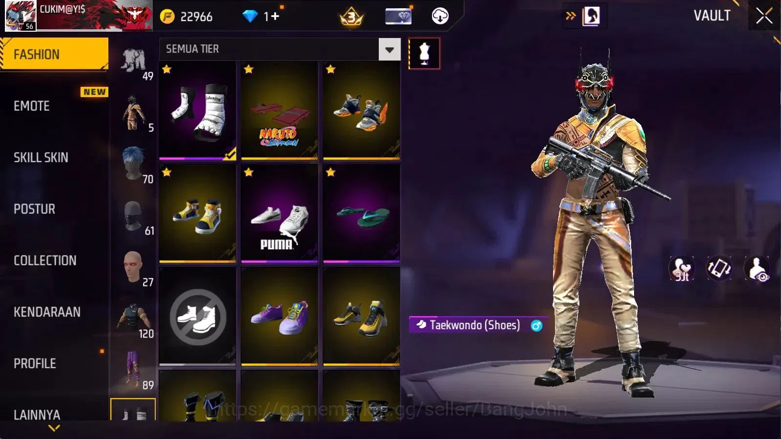 Free Fire Accounts Indonesia | M1887 Emerald Power | Vault 494 | Bund image 14