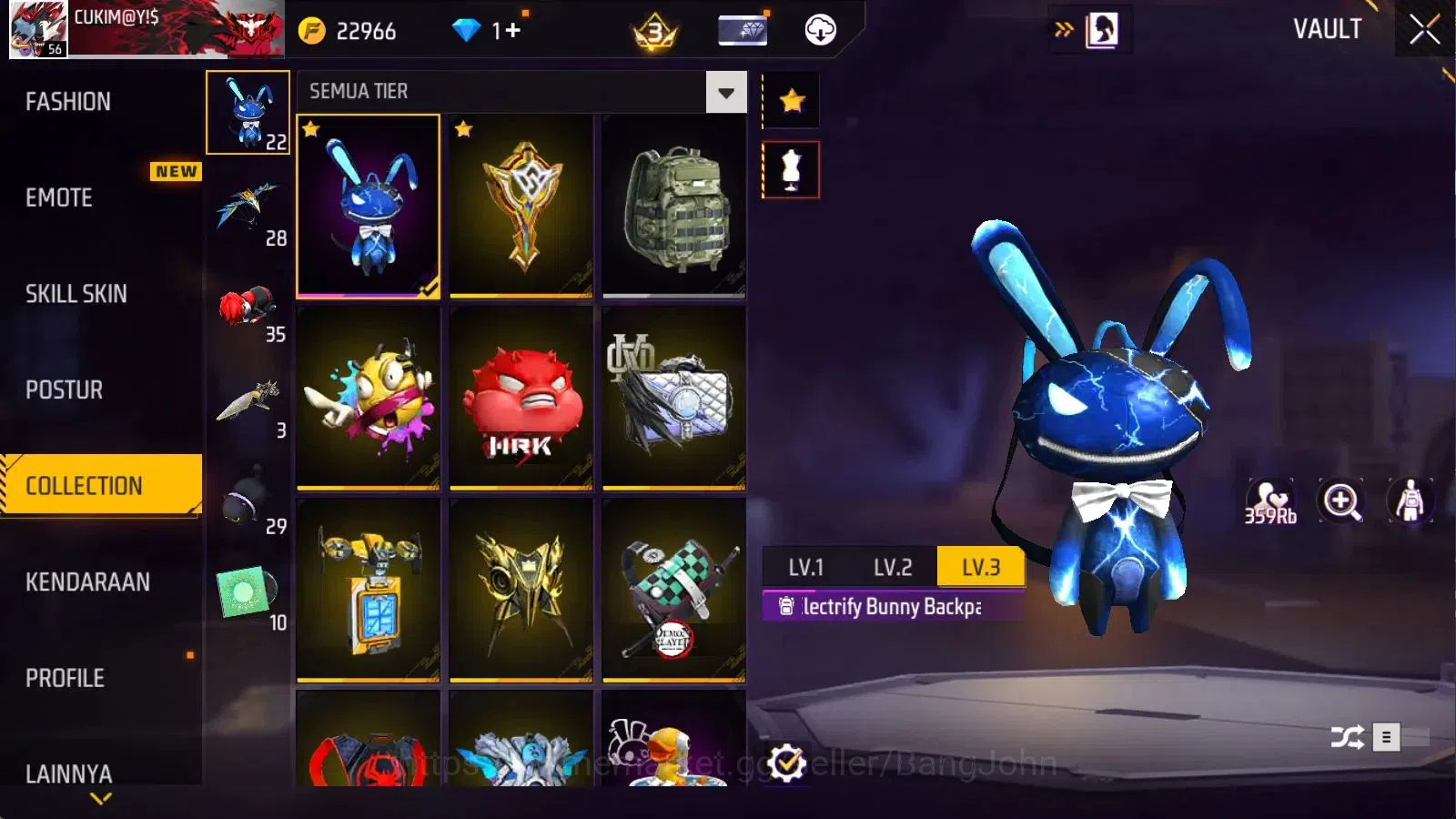 Free Fire Accounts Indonesia | M1887 Emerald Power | Vault 494 | Bund image 15