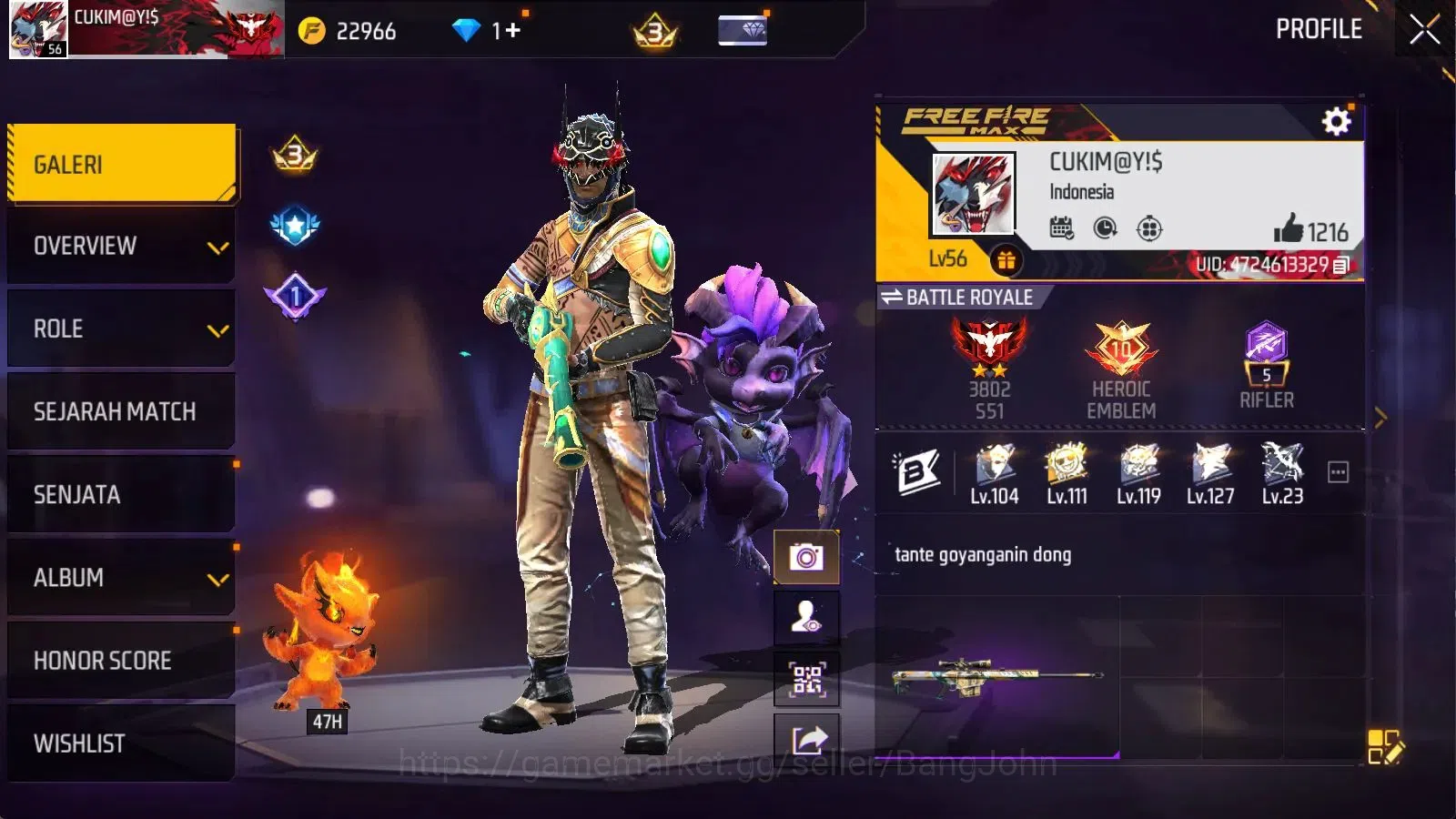 Free Fire Accounts Indonesia | M1887 Emerald Power | Vault 494 | Bund image 18