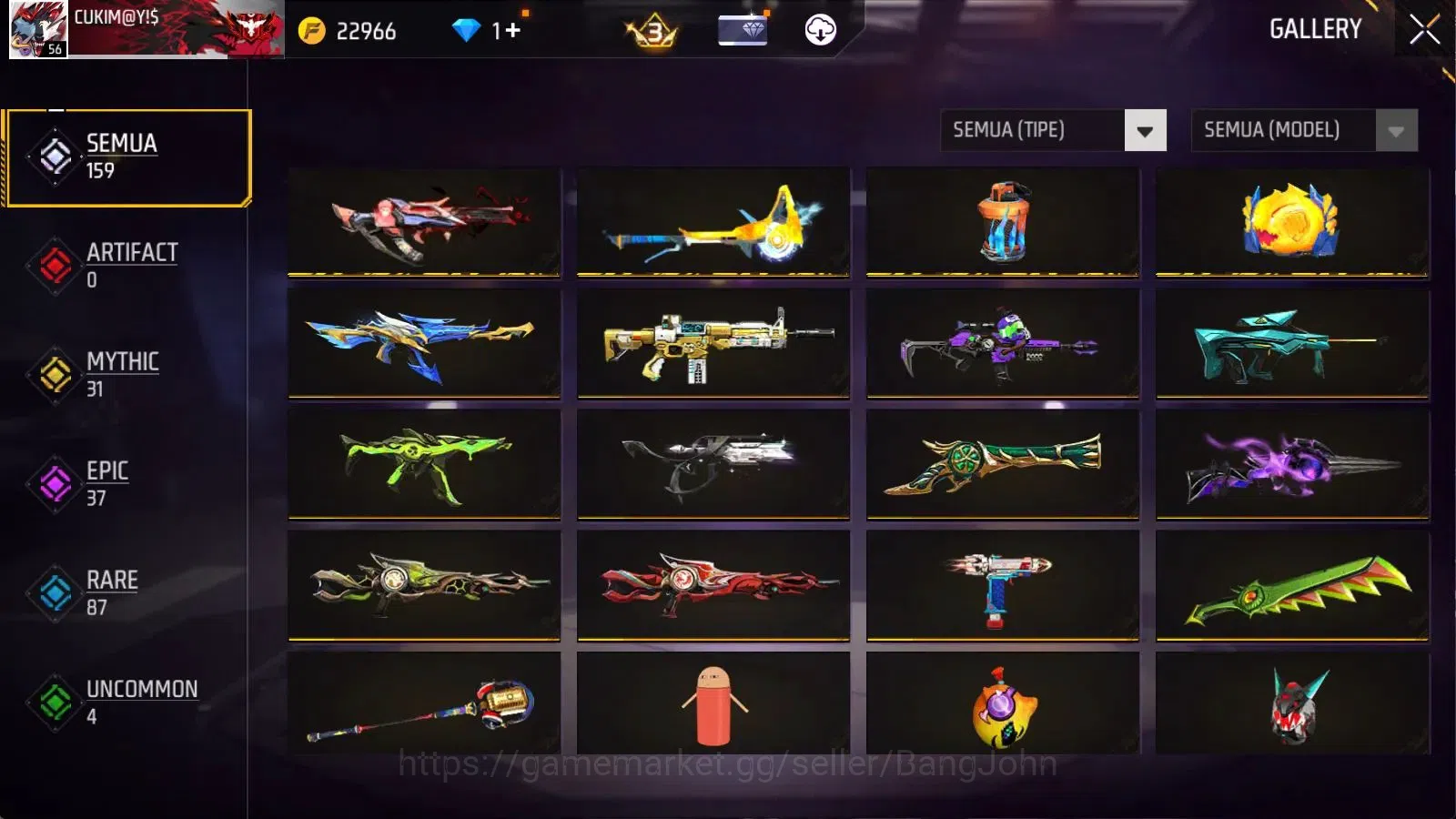 Free Fire Accounts Indonesia | M1887 Emerald Power | Vault 494 | Bund image 5