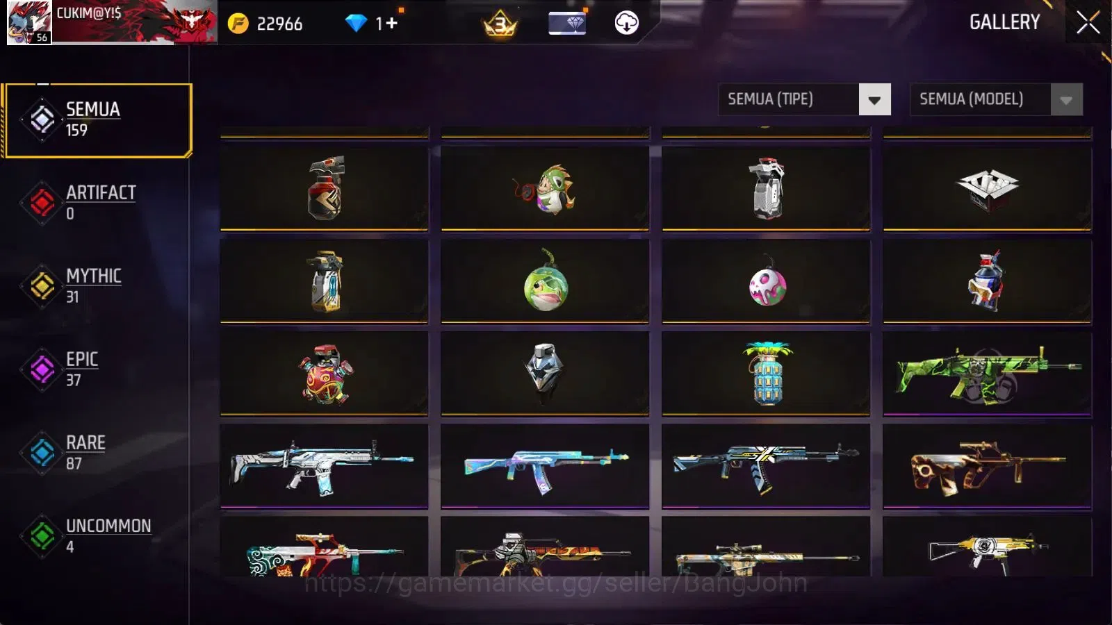 Free Fire Accounts Indonesia | M1887 Emerald Power | Vault 494 | Bund image 6