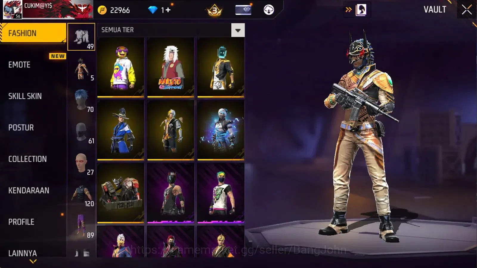 Free Fire Accounts Indonesia | M1887 Emerald Power | Vault 494 | Bund image 7
