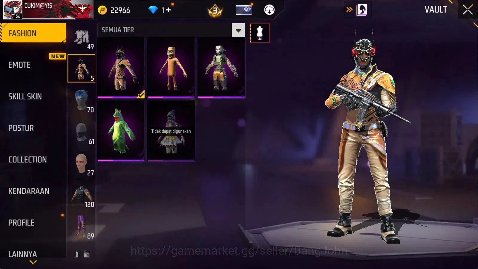 Free Fire Accounts Indonesia | M1887 Emerald Power | Vault 494 | Bund image 8