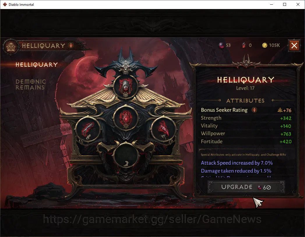 Diablo Immortal Accounts Mid-Tier NA - High heaven|Lv60(540)|Barbarian|34k CR|Reso 390|Paragon Maledictor|Cosmetic Bloom 11