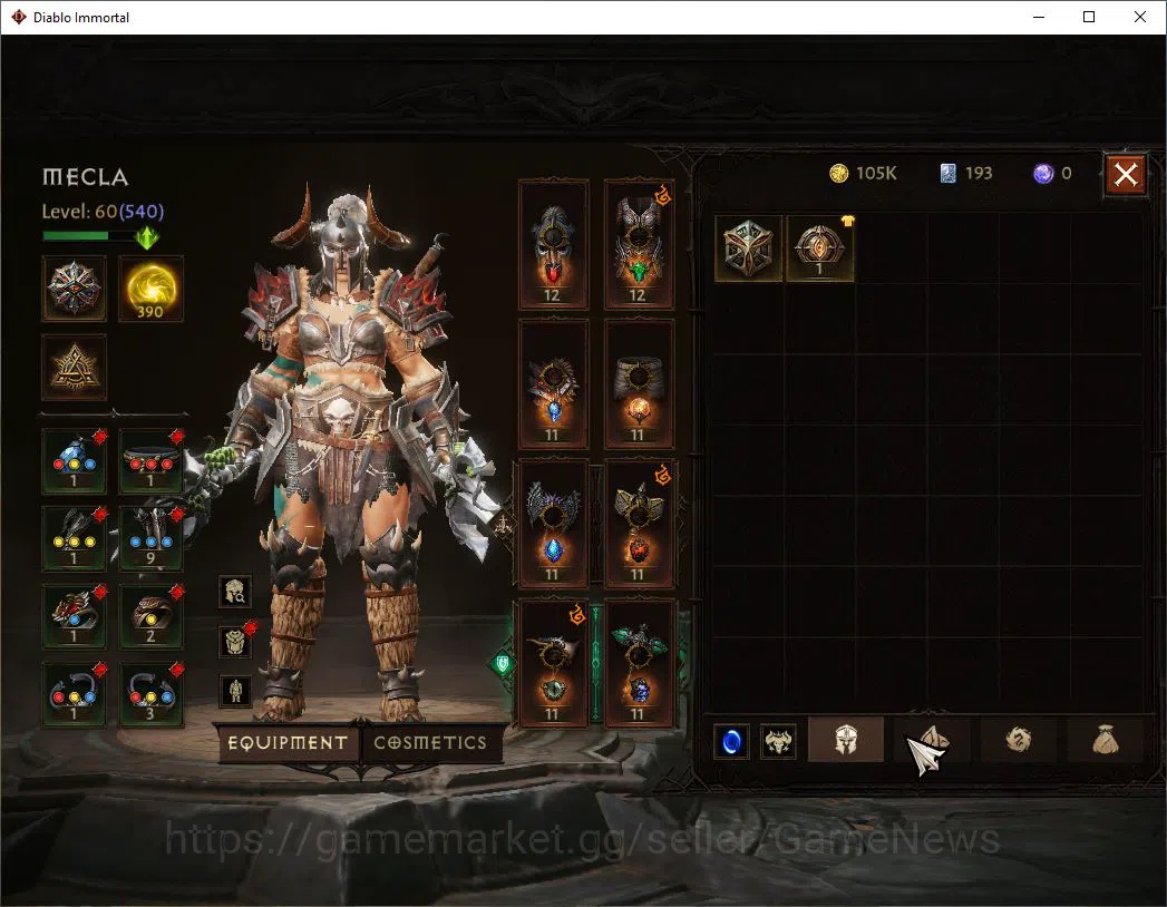 Diablo Immortal Accounts Mid-Tier NA - High heaven|Lv60(540)|Barbarian|34k CR|Reso 390|Paragon Maledictor|Cosmetic Bloom 6