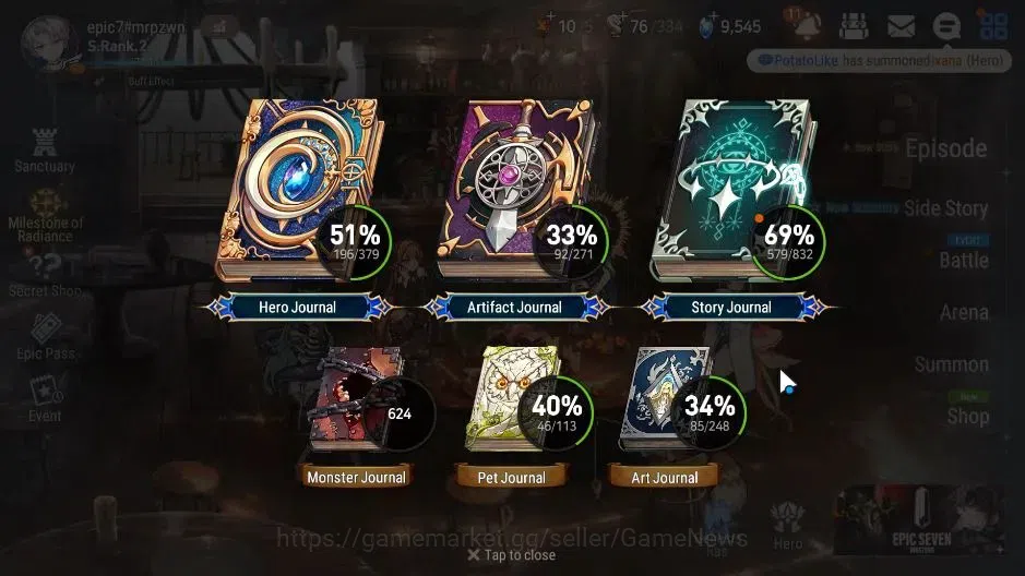 Epic Seven Accounts High-End GLOBAL|UnVerif|21ML(LOTScales,BArunka,Belian,Zio)+Setsuka,PByblis|AUTO W Hunt|SPD 298 3