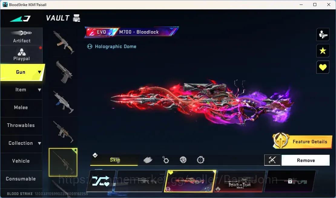 Blood Strike Accounts Others ASIA | 1 EVO Gun: M700-Bloodlock Lv7|3 Eternal Gun:AUG Lv.5,QBZ95 Lv.2,MP7 Lv.2|3 Ultra Melee|3 1