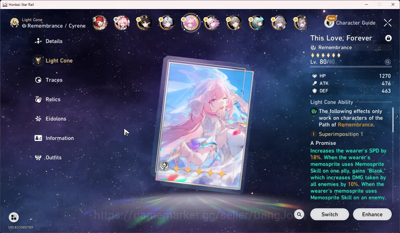 Honkai Star Rail Accounts ASIA|TL70|21 Limited [(Cyrene+Sign),Mortenax Blade image 4