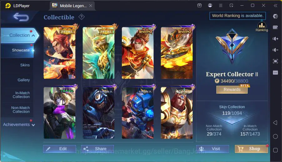 Mobile Legends: Bang Bang Accounts GLOBAL|Hero 80|Skin 119|Prime Granger+Yz,Kof Karin image 15