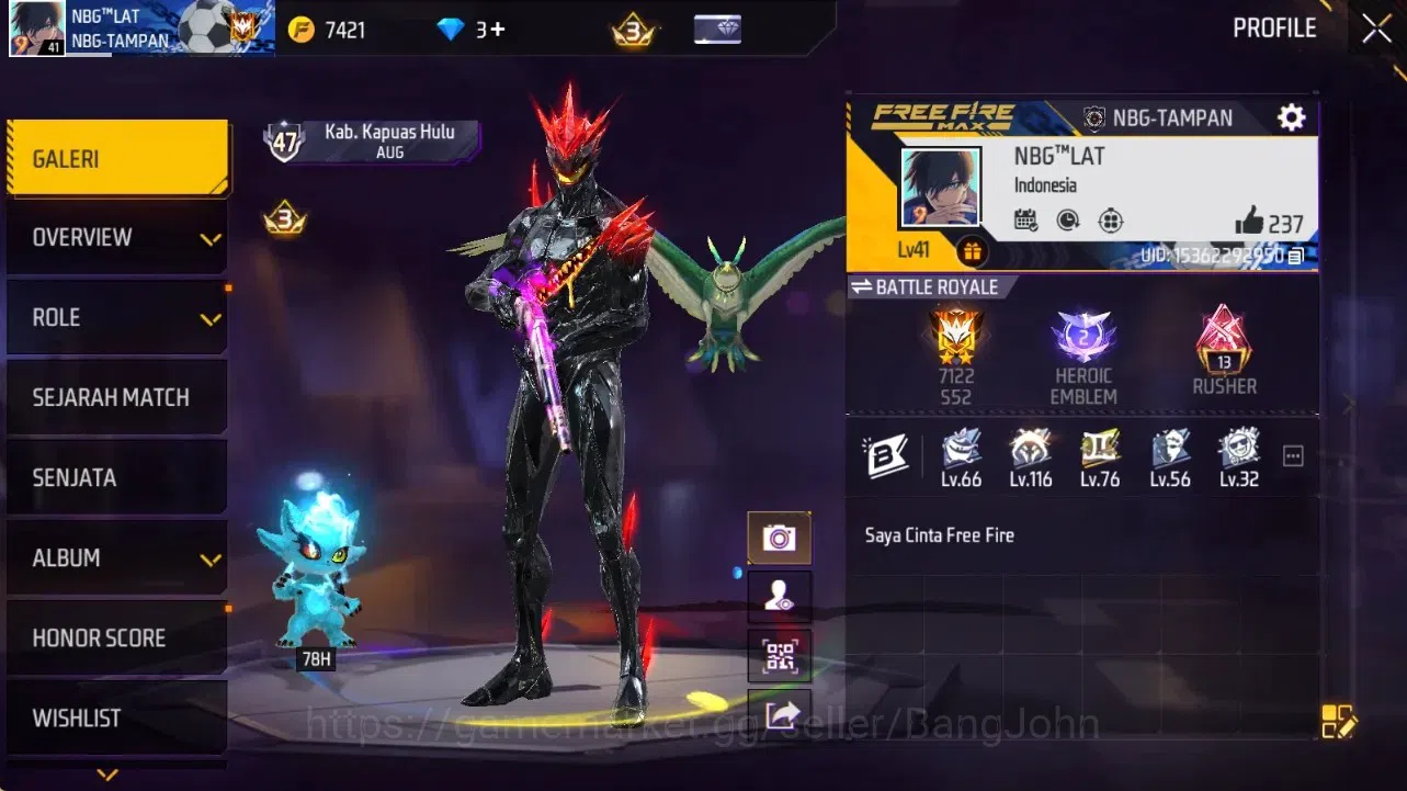 Free Fire Accounts Indonesia|M1887-Rapper Underworld|Evo:AuG-BlazingFracture|Backpack-AbyssalEclipse|Dark Desires 1