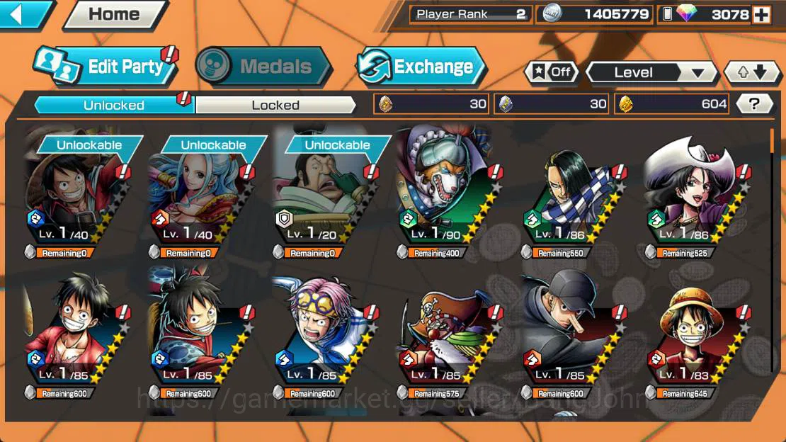 One Piece Bounty Rush Accounts Others GLOBAL| captain koby, Eustass kid, Cantain doflamingo, Kozuki oden, Van ogre Check SS 4