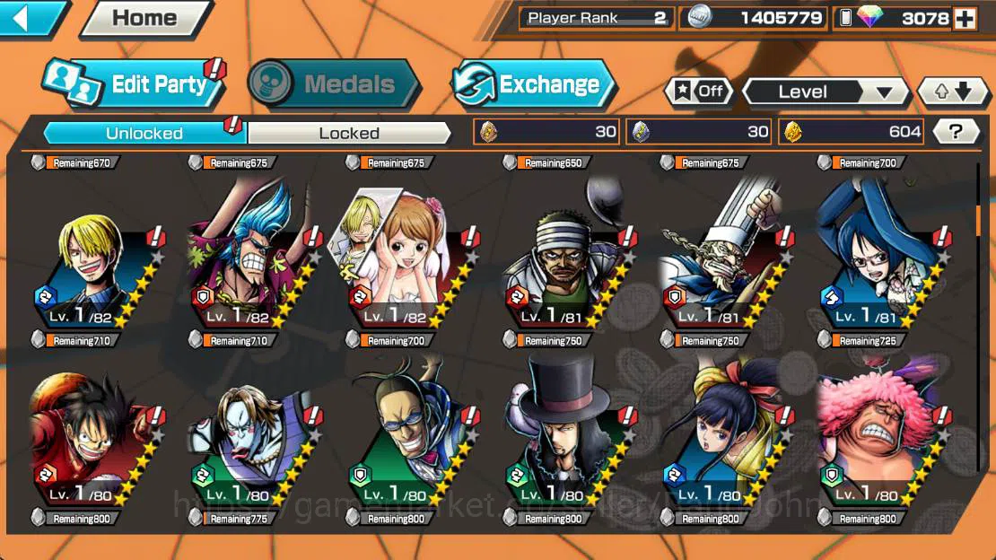 One Piece Bounty Rush Accounts Others GLOBAL| captain koby, Eustass kid, Cantain doflamingo, Kozuki oden, Van ogre Check SS 5