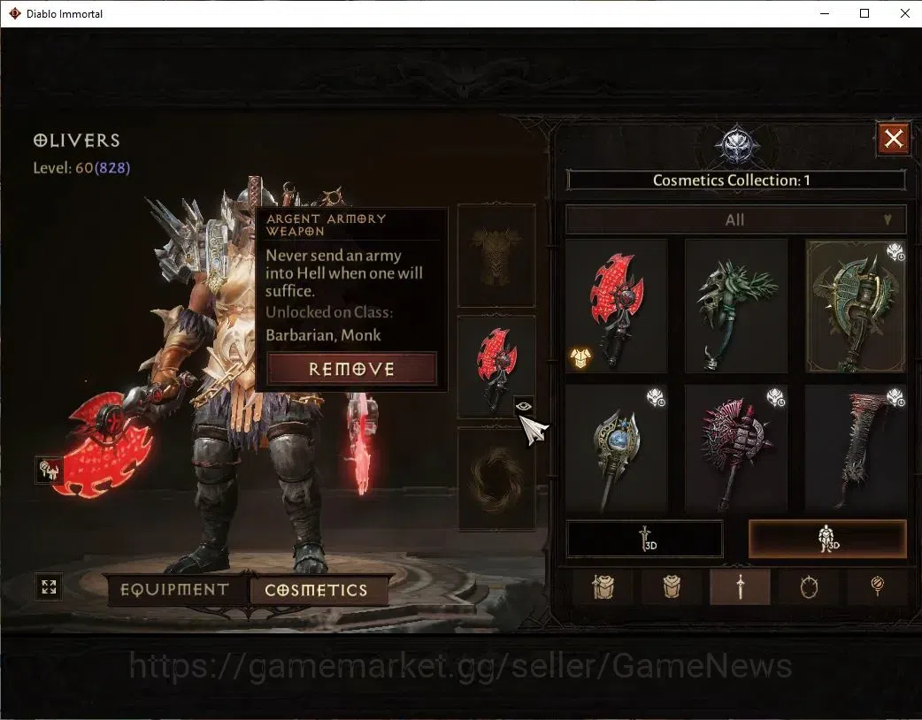 Diablo Immortal Accounts NA-Chain Of honor|CS ON|Lv60(823)|Barbarian|CR 40K image 8