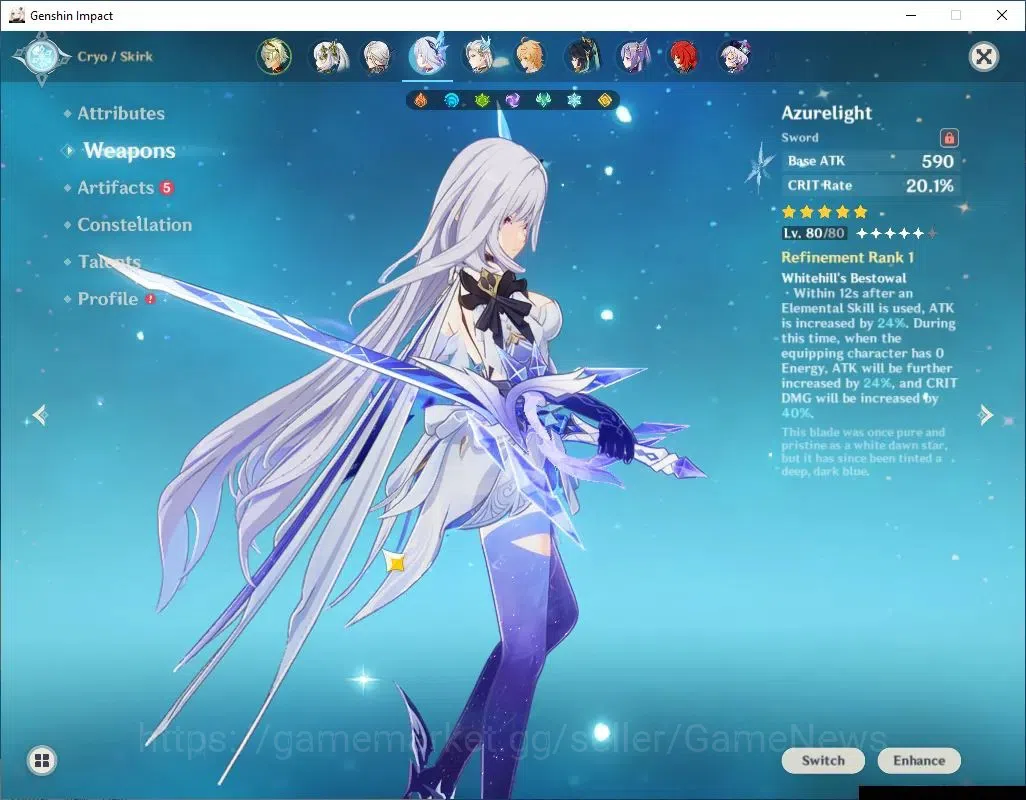 Genshin Impact Accounts ASIA|AR57|9 Limited+5(*5Weapon)|Skirk+Sign,Escoffi image 3
