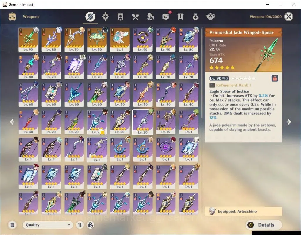 Genshin Impact Accounts ASIA|AR57|9 Limited+5(*5Weapon)|Skirk+Sign,Escoffi image 5