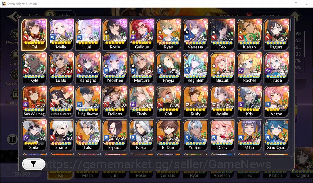 Seven Knights Re:Birth Accounts GLOBAL SEA Sv79| Full 5/5 ex-7k| 28TC6+ (LuBu,Rand image 1