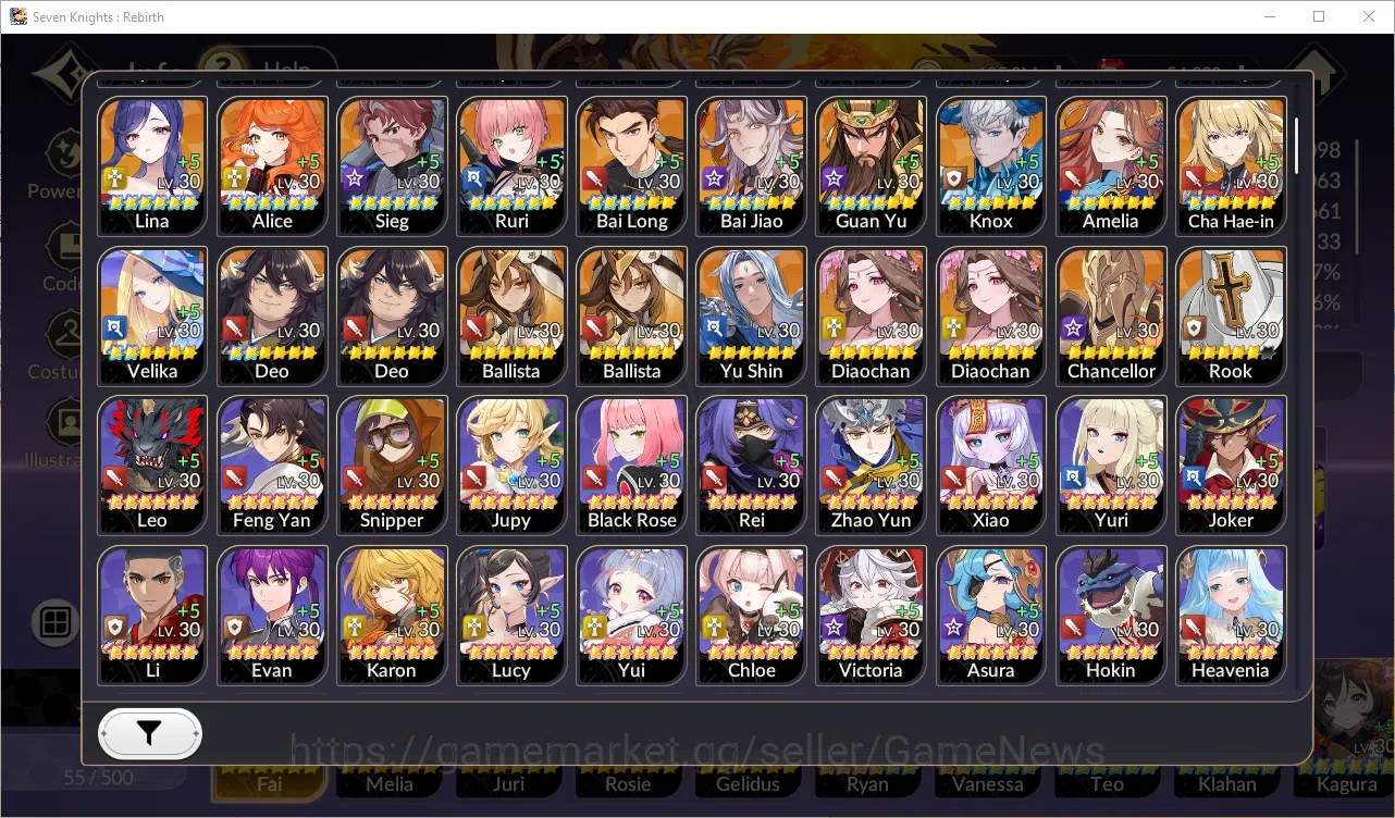 Seven Knights Re:Birth Accounts GLOBAL SEA Sv79| Full 5/5 ex-7k| 28TC6+ (LuBu,Rand image 12