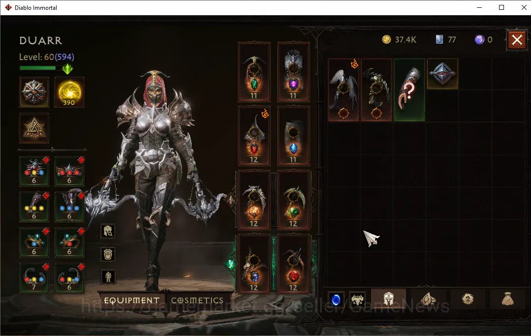 Diablo Immortal Accounts Mid-Tier NA-High Heaven|Lv60(594)|Demon Hunter|33kCR|Reso390|ParagonMaledictor|Forbidden Bloom 4