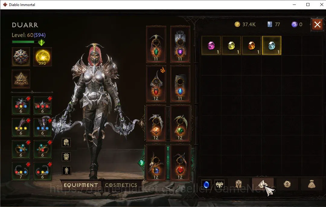 Diablo Immortal Accounts Mid-Tier NA-High Heaven|Lv60(594)|Demon Hunter|33kCR|Reso390|ParagonMaledictor|Forbidden Bloom 5