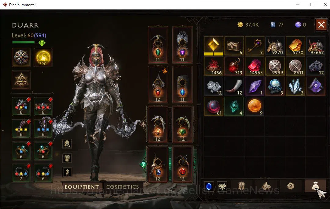 Diablo Immortal Accounts Mid-Tier NA-High Heaven|Lv60(594)|Demon Hunter|33kCR|Reso390|ParagonMaledictor|Forbidden Bloom 6