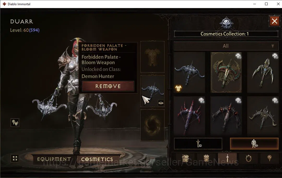 Diablo Immortal Accounts Mid-Tier NA-High Heaven|Lv60(594)|Demon Hunter|33kCR|Reso390|ParagonMaledictor|Forbidden Bloom 7