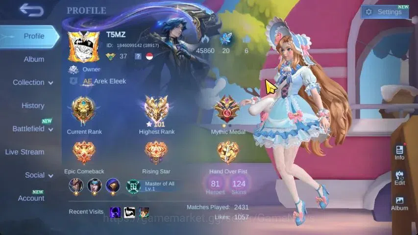 Mobile Legends: Bang Bang Accounts Hero 81|Skin 124|Highest Imo 101|Floryn Sanrio,3 L image 18