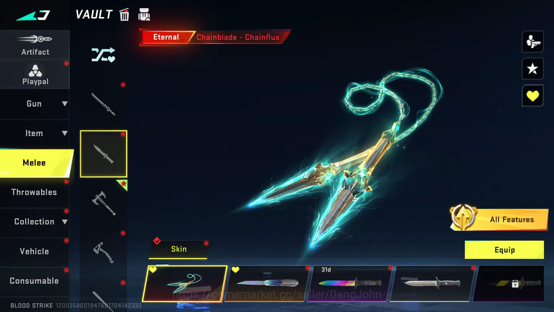 Blood Strike Accounts ASIA 7 ETERNAL CHAINBLADE,KRAKEN,KAG(LV2),M700(LVL image 15