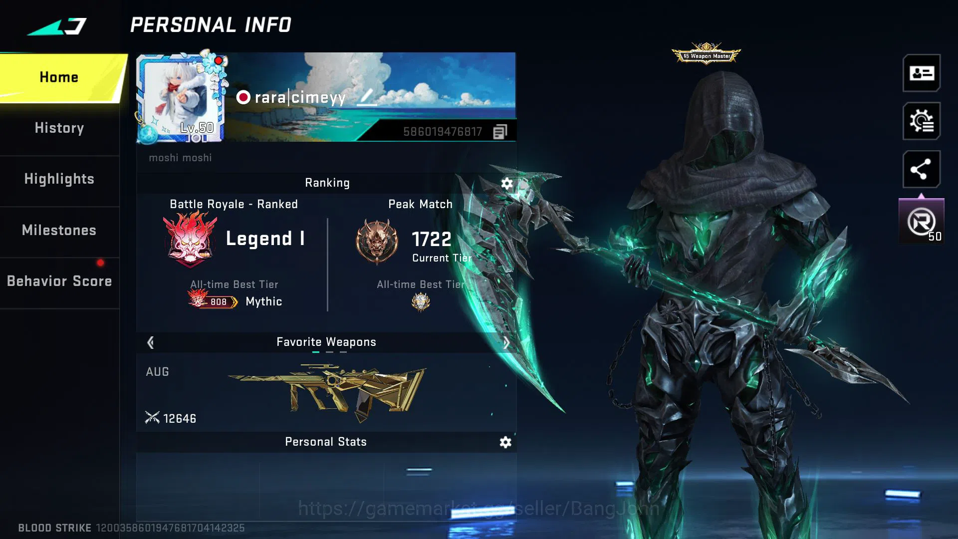 Blood Strike Accounts ASIA 7 ETERNAL CHAINBLADE,KRAKEN,KAG(LV2),M700(LVL image 2