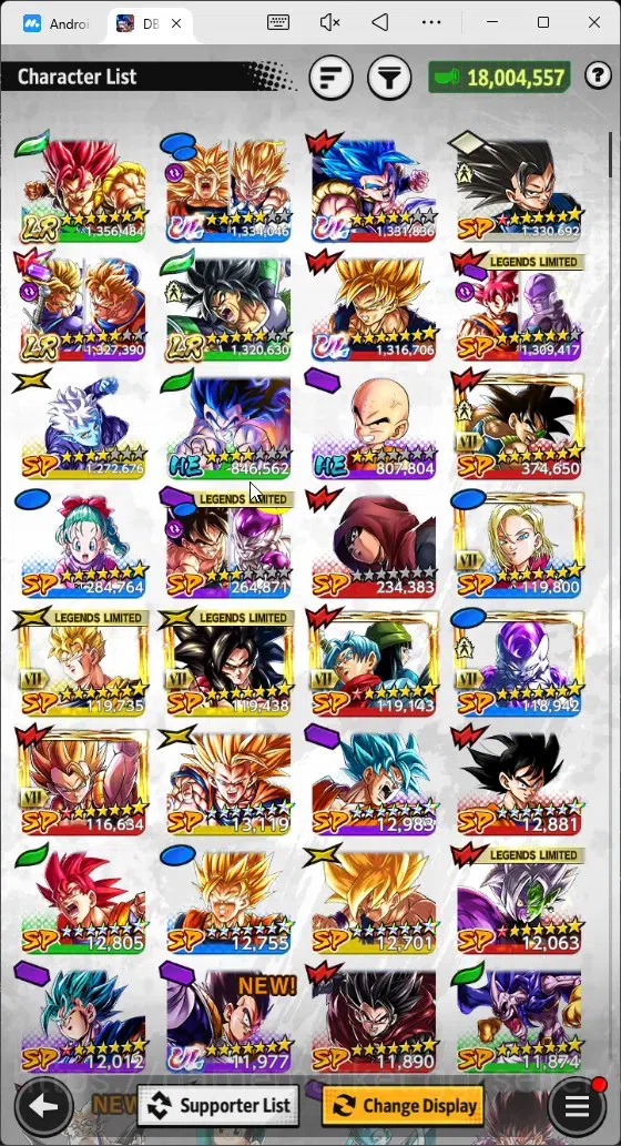 Dragon Ball Legends Accounts High-End Android |Lvl 157|18M Total Power|3K CC|3 LR|5 UL|LR Trunks&Gohan,SSG Shallet,Broly 16