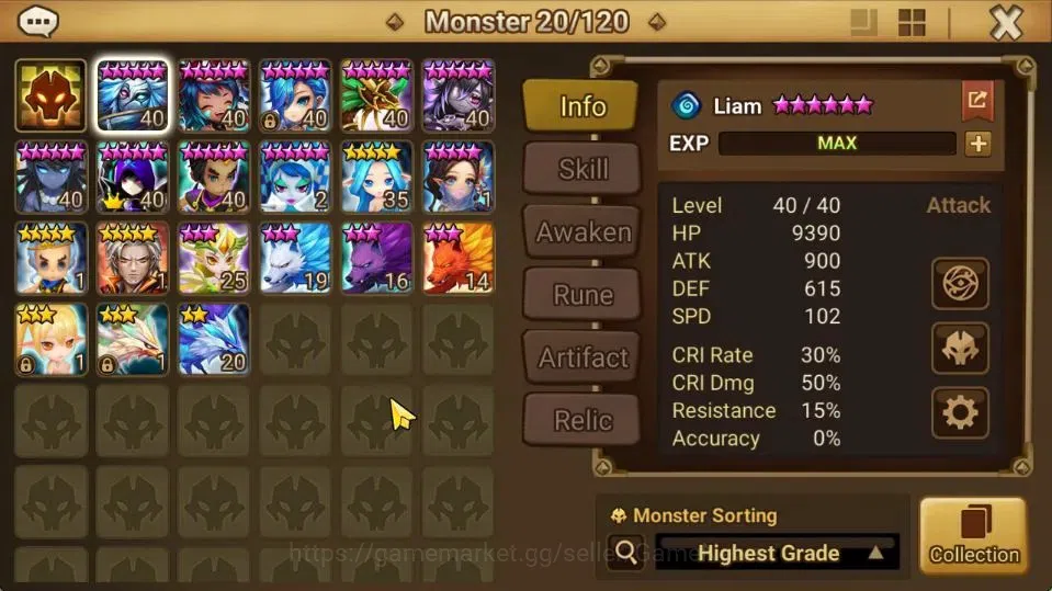 Summoners War: Sky Arena Accounts GLOBAL Lv 90|3 LD[Son Zhang Lao,Fermion,Liliana]|1 image 10