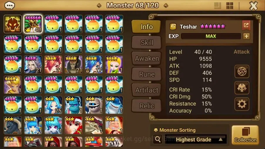 Summoners War: Sky Arena Accounts Starter GLOBAL | NB 5 TESHAR,Starter Gacha 115 12Y+160 11Y Scrool, 3 Legendary All 2