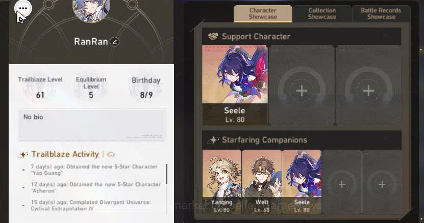Honkai Star Rail Accounts Mid Game Asia|TL 61|6 Limited|Topaz,Sunday,Yaogang,Dante,Etc|MC 8