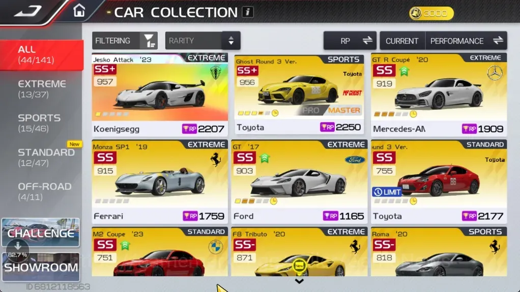 Racing Master Accounts SEA|Lvl 22|3920 DM|1 PL (Jesko Attack E1),Collab MF Ghost (GR Supra '20),GT R Coupe '20,Monza SP1,GT 1