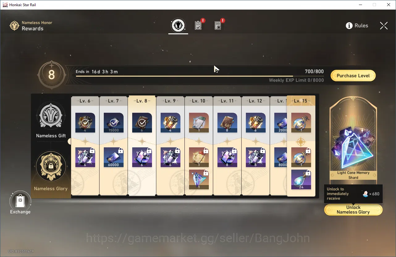 Honkai Star Rail Accounts ASIA | TL 70 | 14 Limit | Mydei E2S1 | Sparkle E1S image 12