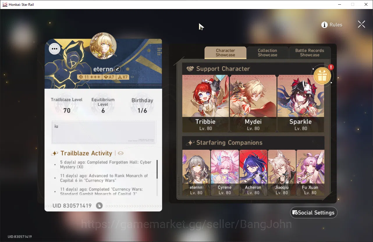 Honkai Star Rail Accounts ASIA | TL 70 | 14 Limit | Mydei E2S1 | Sparkle E1S image 19