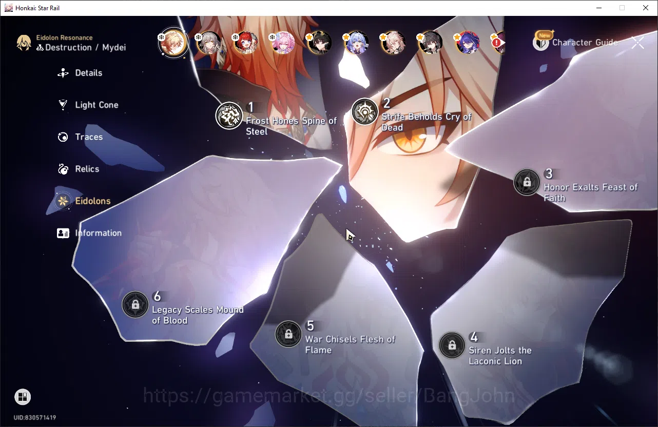 Honkai Star Rail Accounts ASIA | TL 70 | 14 Limit | Mydei E2S1 | Sparkle E1S image 3