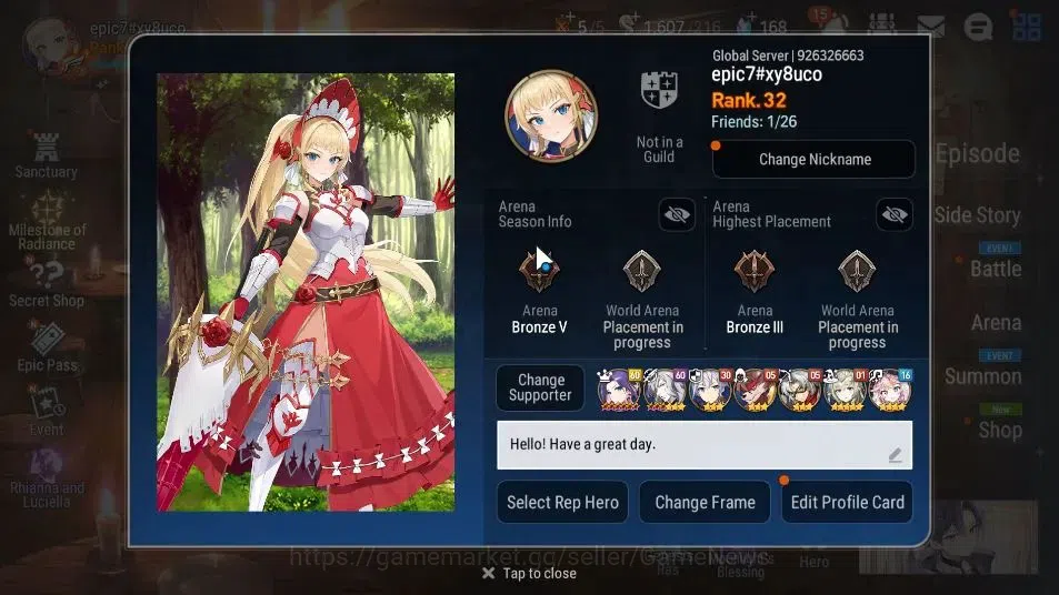 Epic Seven Accounts GLOBAL UnVerif|New Era|1 ML ( Straze )+Landy,Ran,I image 2
