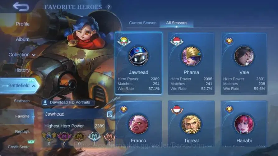 Mobile Legends: Bang Bang Accounts Global|Skin 258|Renowned|Collector Natalia+Pharsa| image 14